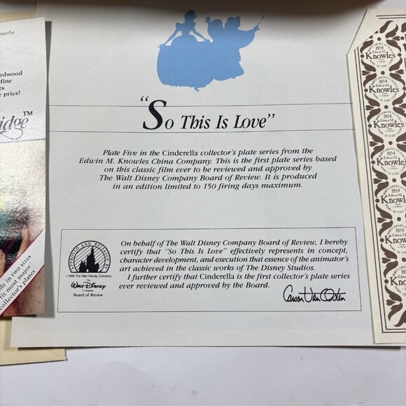 Knowles 1988 Disney Cinderella Collectors Plate So This Is Love Box Princess - Picture 11 of 11